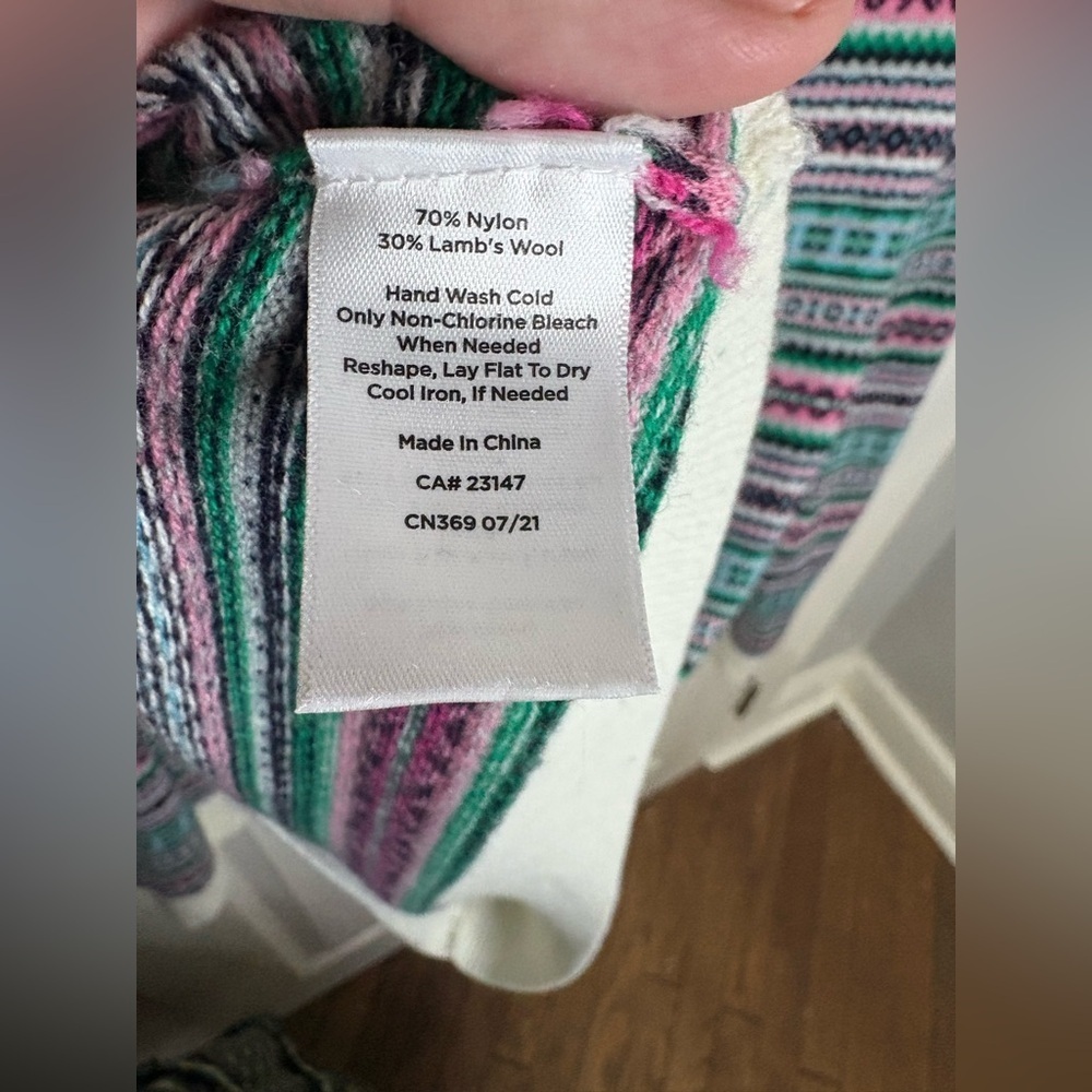 Talbots Fair Isle Lambswool Blend Sweater | Multicolor Striped Pattern | Size L - Picture 9 of 10